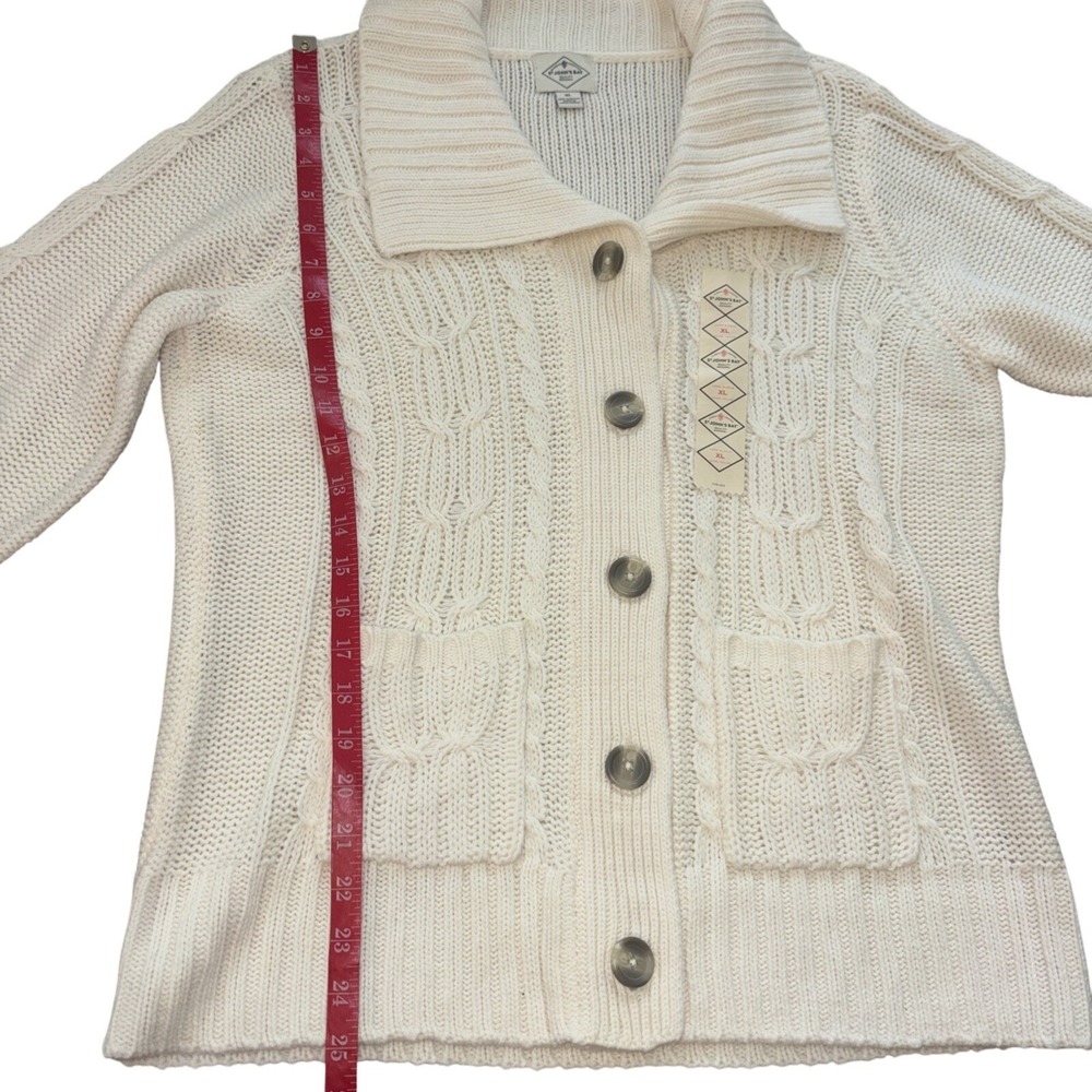 NEW St John's Bay Women's Ivory  Cardigan Sweater Button Down Collared Size XL - Picture 8 of 9